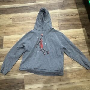 Jordan Gray and Red Graphic Men's Hoodie